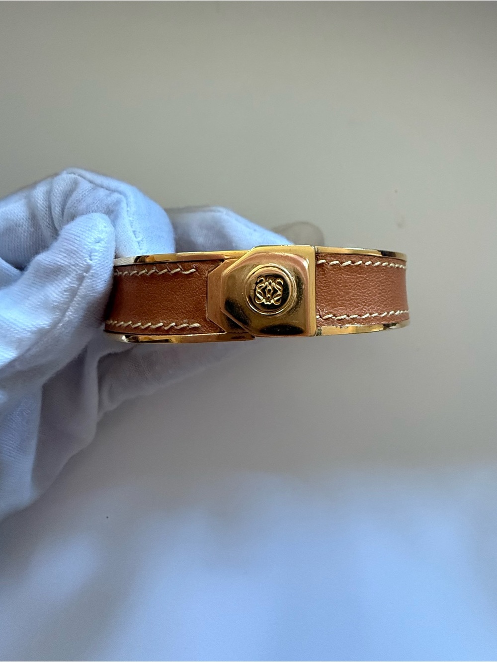 Authentic Loewe Leather and Gold Bangle